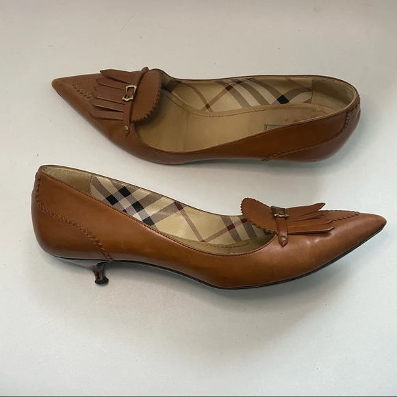 Vintage Burberry Brown Leather Low Heel Loafers - Picture 8 of 13
